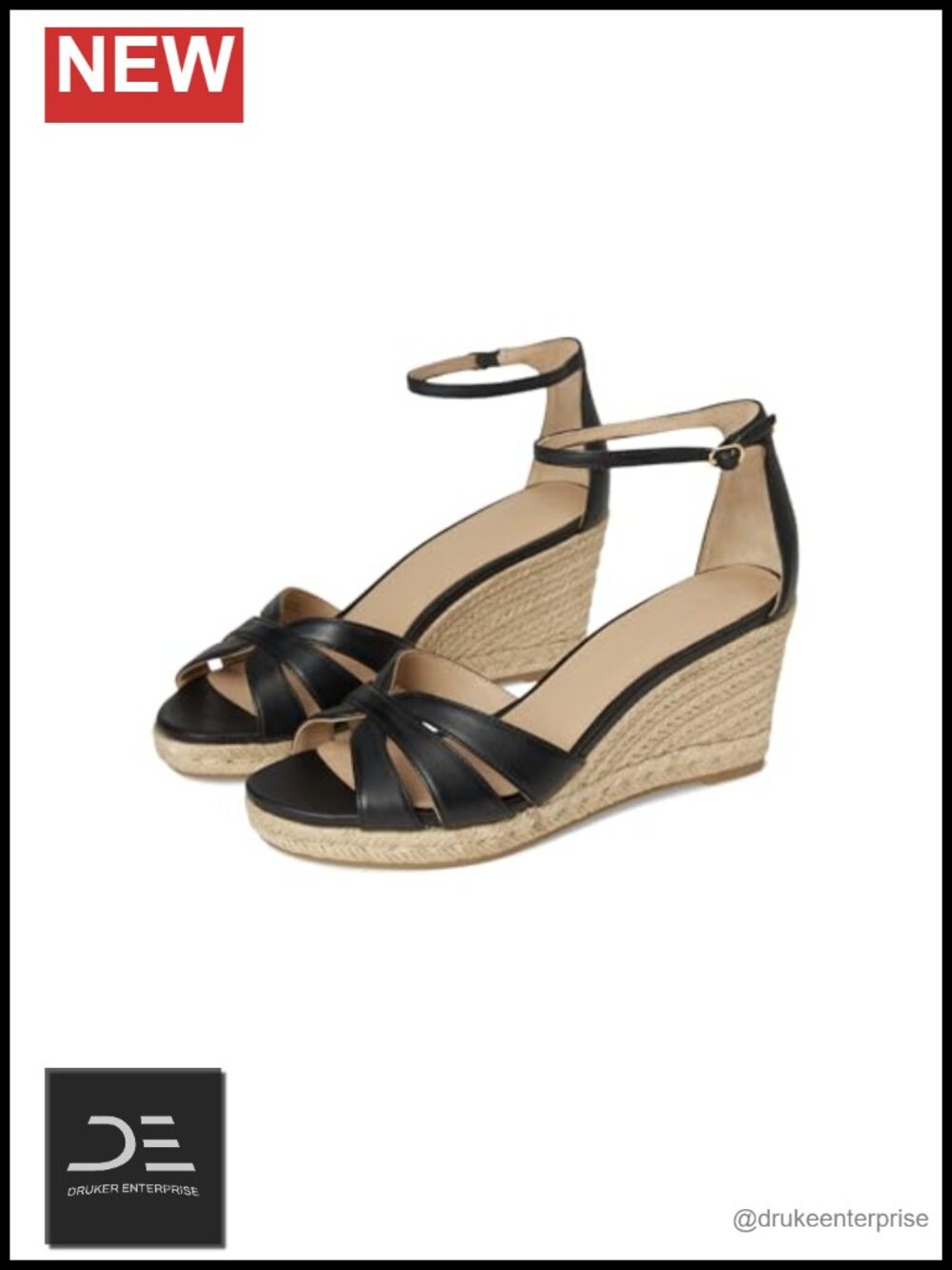 Nappa Leather Espadrille Wedge Sandals Ankle Strap Open Toe